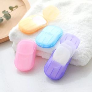 KV.1box Soap flake Soap paper 20 Sheets Travel Portable Clean Wash Hand Soap Paper Travel Portable Anti-Bacterial Clean Paper Soap Box Random Color Soap Tablets