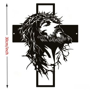 CIFbuy | CIFBUY Metal Wall Art Jesus Cross Silhouette Wall Decor Religious Christian Home Decoration Sacred Church Prayer Room Sculpture