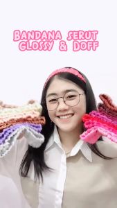 BANDANA SERUT GLOSSY - Bandana korea puff headband ruffle kerut satin silk kilap accessories awan aksesoris wanita