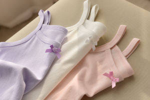 Girls Pure Cotton Slim Fit Vest Children Summer Style Inner Wear Single Wear Butterfly Knot Sweet Style Cotton 100% Vest