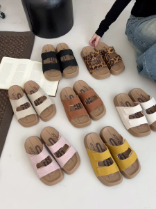 YOTO Fashion Square-Toe 4CM Platform Sandals Dual-Strap with Velcro for Easy Wear Comfortable Slides