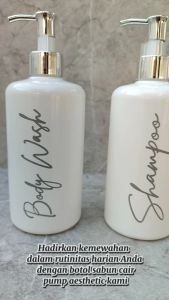 Botol Tempat Sabun Cair Shampoo Pump Dispenser Sabun Shampoo  Aesthetic Warna Putih Tutup Silver