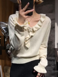 QINGNAER | Large Size Womens V-Neck Knitted Sweater