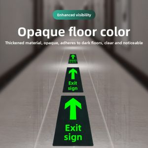 MONLEYTA | Self-Luminous Emergency Safety Exit Sticker Night Light Fire Safety Identification Plate Evacuation Warning Sticker Ground Tape