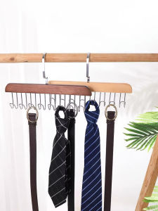 Multi-Functional Wooden Clothes Hanger with Hooks Vest Hanger Space Saving for Women Home Use Wave Design Solid Wood Hanger