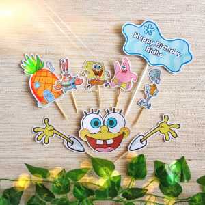 Topper Kue Custom Nama Karakter Spongebob