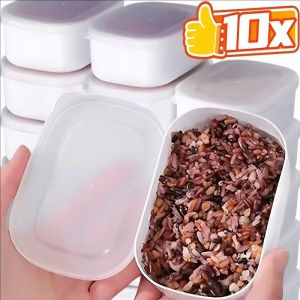 10/5pcs 280ml Rice Sub Packaging Fresh-keeping Box / Refrigerator Frozen Food Sealed Crisper / Rice Fat Loss Meal Quantitative Box / Household Kitchen Storage Containers with Lid