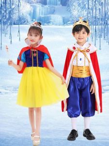 Childrens Prince Costume for Halloween Cosplay King Role White Snow Princess Performance Outfit Spandex Material Cotton Polyurethane Elastic Fiber