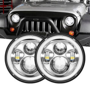 7inch LED Headlight Halo Angle Eyes Led Headlamp 12V 24V High Low for Lada Niva Offroad 4x4
