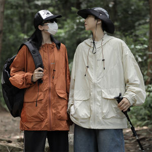 เสื้อคลุมกันแดดผ้าไหมน้ำแข็งบางสำหรับผู้ชาย ฤดูร้อน 2023 ทรงหลวม แขนยาว ปกป้องจากรังสียูวี ทรงลำลอง สไตล์อเมริกัน