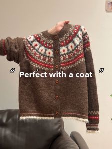 Fair Isle Floral Jacquard Sweater Soft and Comfortable