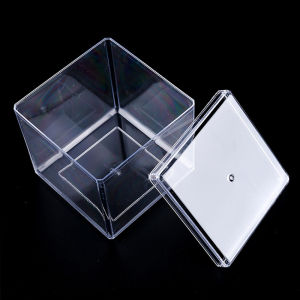 Kín Nhựa Cứng Xuyên Thấu Hộp Có Nắp Vuông Thực Phẩm Nướng Trà Bánh Quy Handmade Bánh Ngọt Hộp Kẹo Nhỏ Nâu Socola