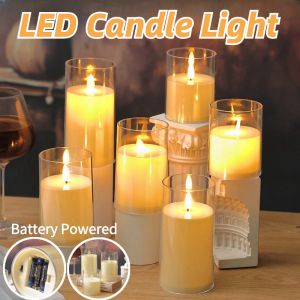 LED Flameless Candle Glass Candle Battery Powered Decoration Candle Light Party Electronic Candle