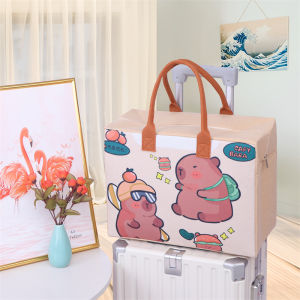 กระเป๋าเดินทางหนาพิมพ์ลายการ์ตูนใหม่พร้อมซิป กระเป๋าถือสำหรับเก็บของ กระเป๋าลากเดี่ยวสำหรับผู้ชายและผู้หญิง