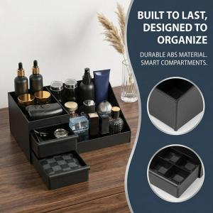 Multifunctional Men Cologne Storage Organizer Desktop Perfume Holder Dresser Countertop Display Stand with Drawers for Home