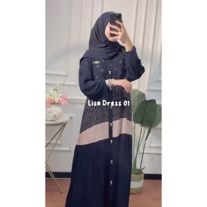 Anindya Fashion Presents Fashion Muslim Gamis Set Hijab Lebaran Wanita Motif Lisa Dress By Elsafa Dengan Desain Wudhu dan Busui Friendly Bahan Rayon Viscose Premium Good Quality Halus Adem Look Casual Simple Basic Kekinian dan Elegan - Model Terbaru 2024