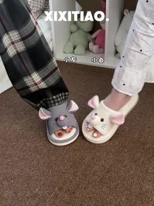 XIXITIAO | Cute Cartoon Rat Breathable Cotton Linen Slippers