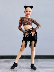 Childrens Latin Dance Outfit Womens Short Top Half Skirt Professional Training Performance Dancewear Set New 2024 Model