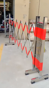 Stainless steel retractable fence movable safety side fence power outdoor construction protective fence shopping mall isolation fence