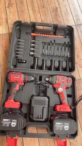 (แพ็คคู่) สว่านไร้สาย + บล็อกแบต 128V แบตเตอรี่ขนาดใหญ่ 2 ก้อน อุปกรณ์ครบชุด