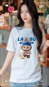 เสื้อยืดคอกลมลายการ์ตูน MONSTERS LABUBU สไตล์เกาหลี ผ้าคอตตอน ไซส์ S/M/L