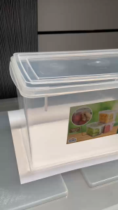 Clear Refrigerator Storage Organizer Box with Lid and Carry Handle Pantry Food Storage Container 5L