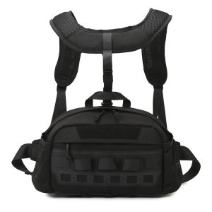 Fishing Vest Backpack Tactical Molle Chest Bag Outdoor Multi-Purpose Hiking Climbing Rig Pouch Large Sports Hunting Fanny Pack