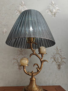 American European Style Fabric Lampshade Silver Shell Floor Lamp Large Small round Bedroom Study Bedside Lamp Creative