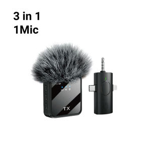 Kebidumei | KEBIDUMEI 3 In 1/2 In 1 Wireless Lavalier Microphone For IPhone/Android For Interviews Vlog Noise Cancelling Mini Microphone