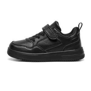 Leather Sport Shoes for Boys And Girls Soft Bottom Waterproof Spring Autumn Middle School Students Black Shoes Fashionable