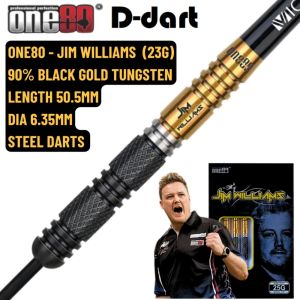 ONE80 STEEL TIP DART - 23G JIM WILLIAMS BLACK GOLD 90% VHD TUNGSTEN SIGNATURE STEEL DARTS