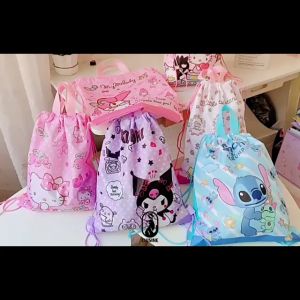 Drawstring Bag Anak Tas Ransel Serut Gambar Kuromi Sanrio Tas Souvenir Ulang Tahun Les Mengaji Lucu