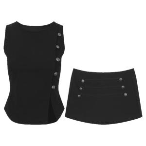 Summer Casual Sleeveless Top For Women Black Slim Fit Crop