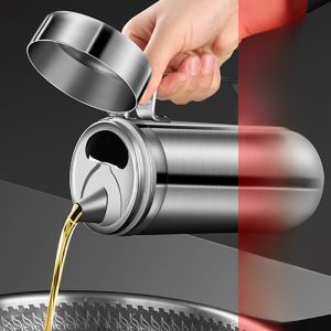 Large Capacity 304 Stainless Steel Oil Bottle European Style Leakproof Kitchen Storage Container for Home Use Cooking Oil Dispenser