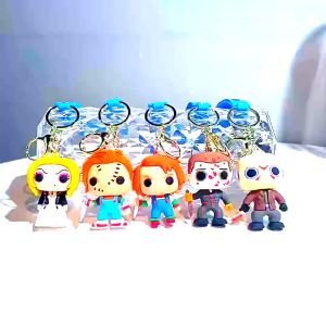 Childs Play Chucky Figure Keychain Backpack Pendant Car Keyring Cute Doll Cartoon Accessories Toys Couple Birthday Gift