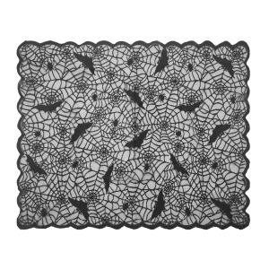 Halloween Ren Khăn Trải Bàn Bát Lưới Họa Tiết Đầu Lâu Polyester Hình Chữ Nhật Bàn Trang Trí Tiệc Ngôi Nhà Bị Ma Ám Thiết Kế Bí Ngô