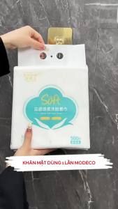 Khăn Mặt Dùng 1 Lần Modeco - Khăn Lau Mặt Khô Đa Năng Gói Lớn 500g 120 Tờ Siêu Mềm Mịn An Toàn Cho Da Nhạy Cảm