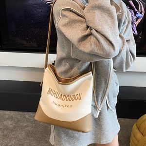 Casual Retro Canvas Tote Bag Large Capacity Single Shoulder Slouchy Sensation Trendy 2025 New Bucket Bag Leisure Korean Style