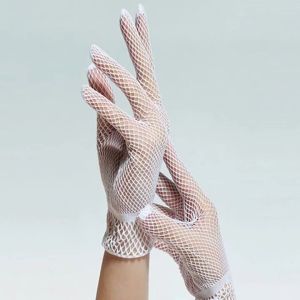 1 Pair Fishnet Mesh Glove Fashion Women Lady Girl Glove Protection Lace Elegant Lady Style Gloves Black And White