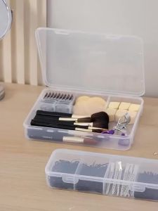 1 PCS Four Grid Transparent Compartment Storage Box Jewelry Hair Accessories Hair Clip Desktop Neat Dust-Proof Storage Box