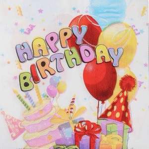 Party Napkin / Serviettes (Paper) - Colour Happy Birthday Print [NSP061]