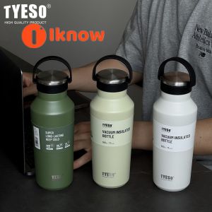 TYESO ถ้วยปากเล็กแบบพกพาสำหรับเล่นกีฬาความจุขนาดใหญ่ถ้วยปากเล็กแบบเรียบง่ายกระบอกน้ำบุฉนวนสแตนเลส304ใบสำหรับใช้ในรถยนต์