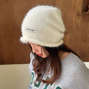Waterproof Mink Hair Black Pile Heap Cap Hat Winter Womens Korean Style Beanie Hat Fancy Cold-Proof Heattech Confinement Cap Tide