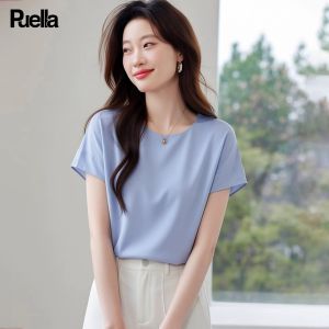 puella | Summer Stylish French Design Lightweight Slim Fit Short Sleeve Chiffon Shirt