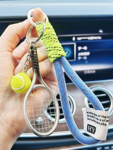 Miniature Metal Tennis Racket Keychain Creative Gift Souvenir Simulation Tennis Match Small Present Novelty Item Festive Supply