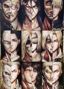 KAYOU | Acrylic Paint By Numbers Attack on Titan Art Oil Painting Package Art Picture For Bedroom Wall Adults Hand Painted Unique Gif