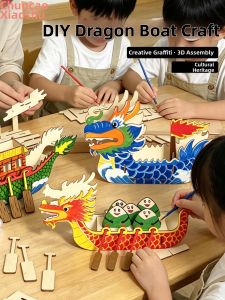 Coloring Educational DIY Wooden Dragon Boat