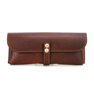 CONTACTS FAMILY Genuine Leather Sunglass Case eyeglass Holder Retro Style Gift for Women Men Sunglass Protector Travel Portable Pouch