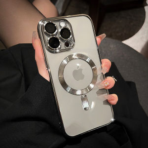 【With Lens Films】 CrashStar Magsafe Electroplating Transparent Soft Anti-fall Phone Case For iPhone 17 16 15 14 Pro Max Air Plus 16e 13 12 11 Pro Max X XR XS Max Wireless Charging Phone Casing Full Cover Clear Shockproof Phone Cover