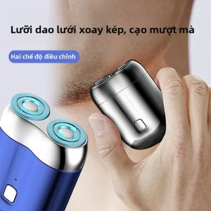 Máy Cạo Râu Điện Mini 2025 Dành Cho Nam Đầu Đôi Cầm Tay Chống Nước Sạc Lại Được Dao Cạo Bỏ Túi Thép Không Gỉ
